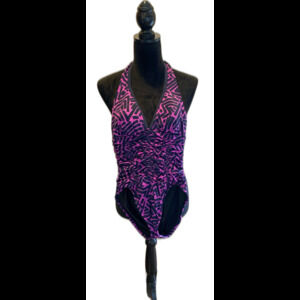 MagicSuit One Piece Slimming Swimsuit Ruched Halter Dark Pink Black Size 8 Sexy